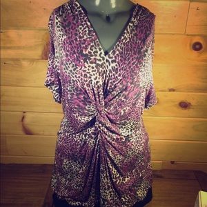 Nicole Miller Purple Leopard Print Blouse